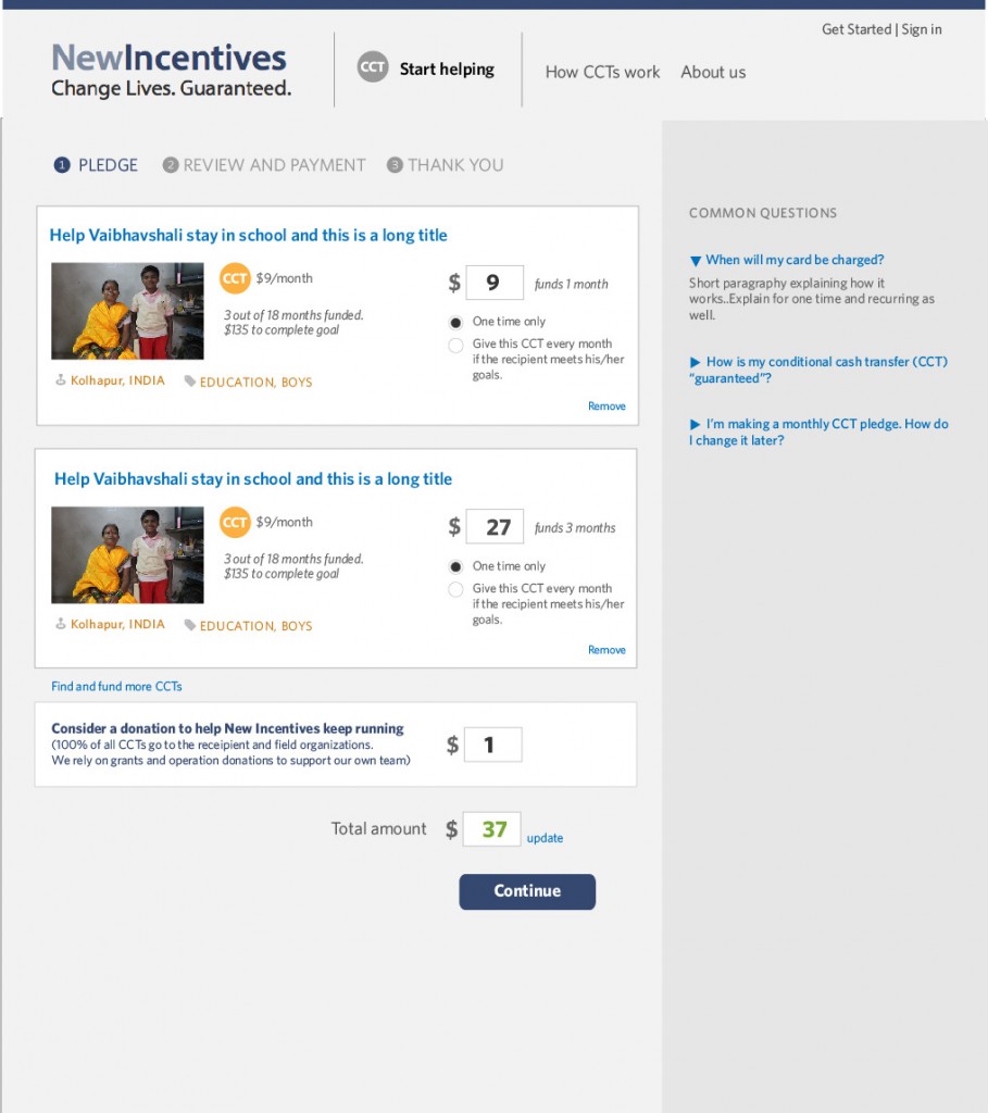 Study for donation flow